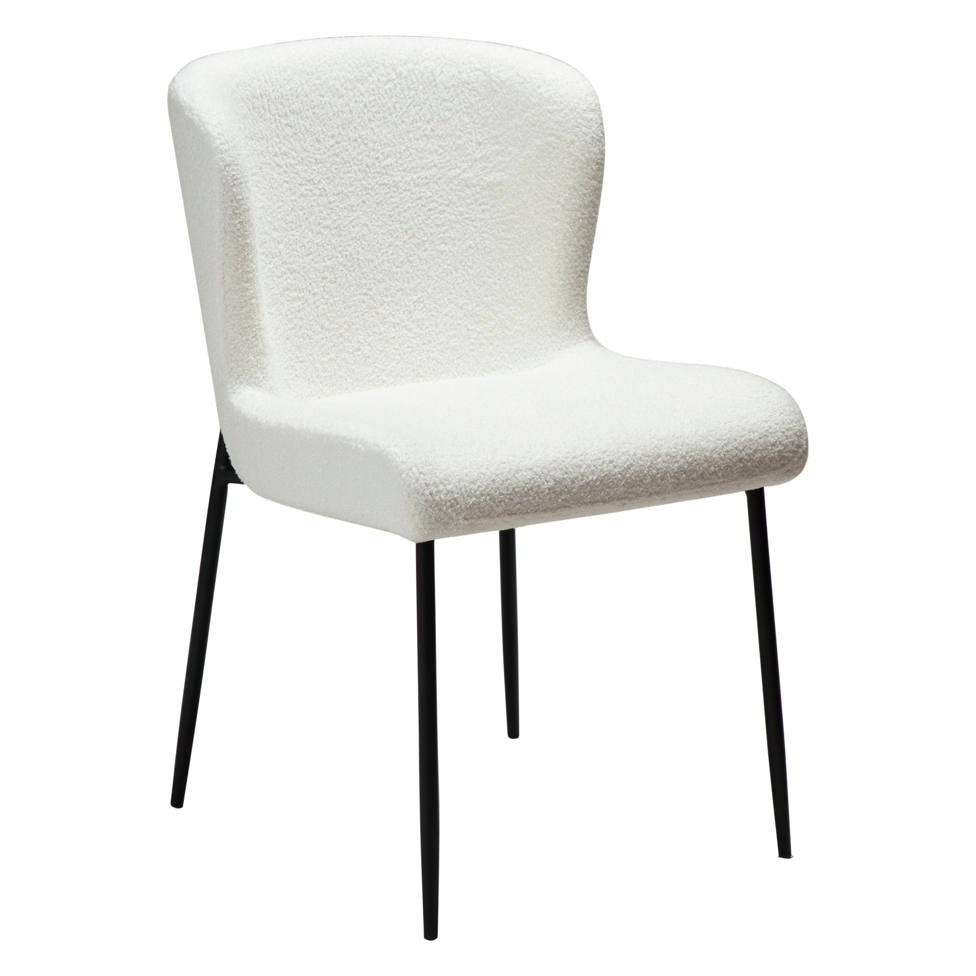 [var:Bezug=Schnee RPES Bouclé-Stoff mit schwarzen Beinen] GLAM Stuhl