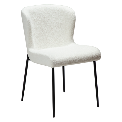 [var:Bezug=Schnee RPES Bouclé-Stoff mit schwarzen Beinen] GLAM Stuhl