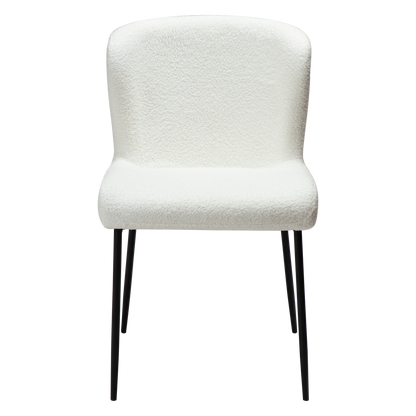 [var:Bezug=Schnee RPES Bouclé-Stoff mit schwarzen Beinen] GLAM Stuhl