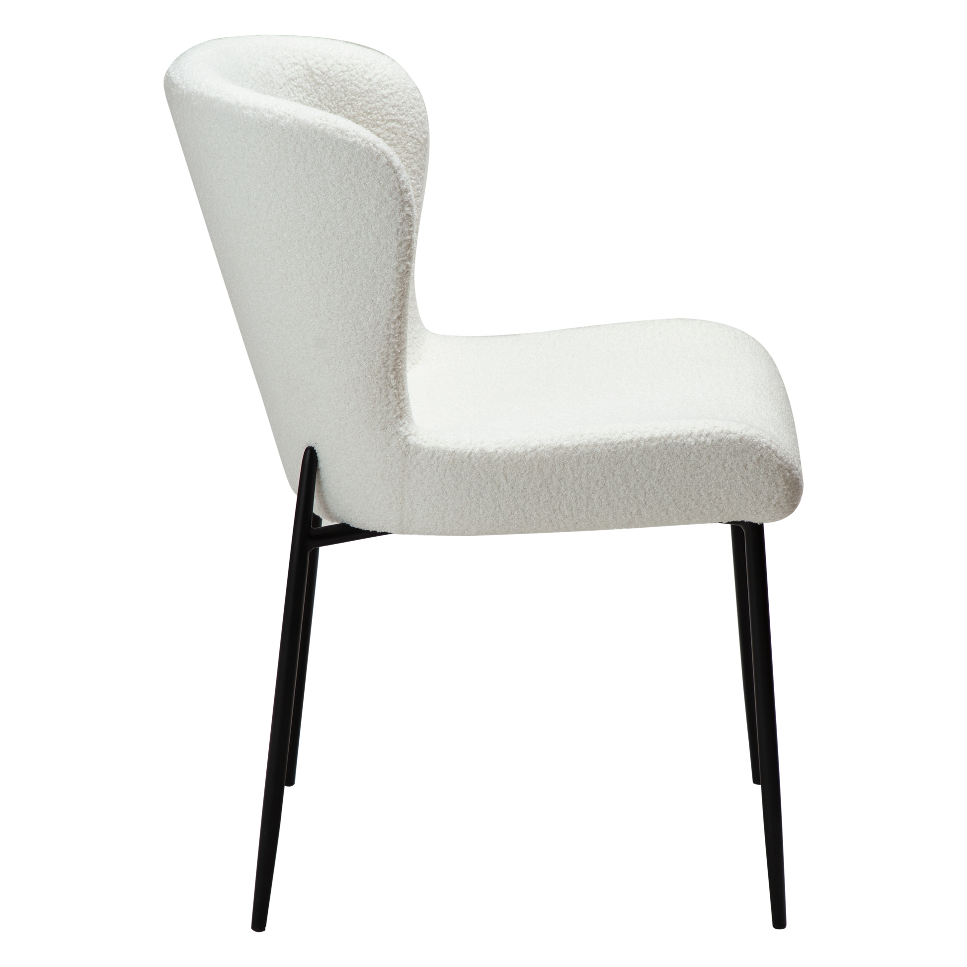 [var:Bezug=Schnee RPES Bouclé-Stoff mit schwarzen Beinen] GLAM Stuhl