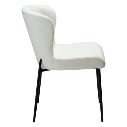 [var:Bezug=Schnee RPES Bouclé-Stoff mit schwarzen Beinen] GLAM Stuhl