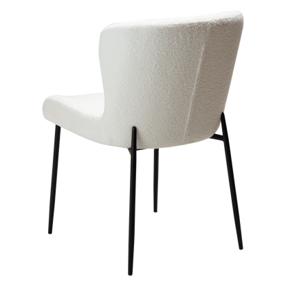 [var:Bezug=Schnee RPES Bouclé-Stoff mit schwarzen Beinen] GLAM Stuhl