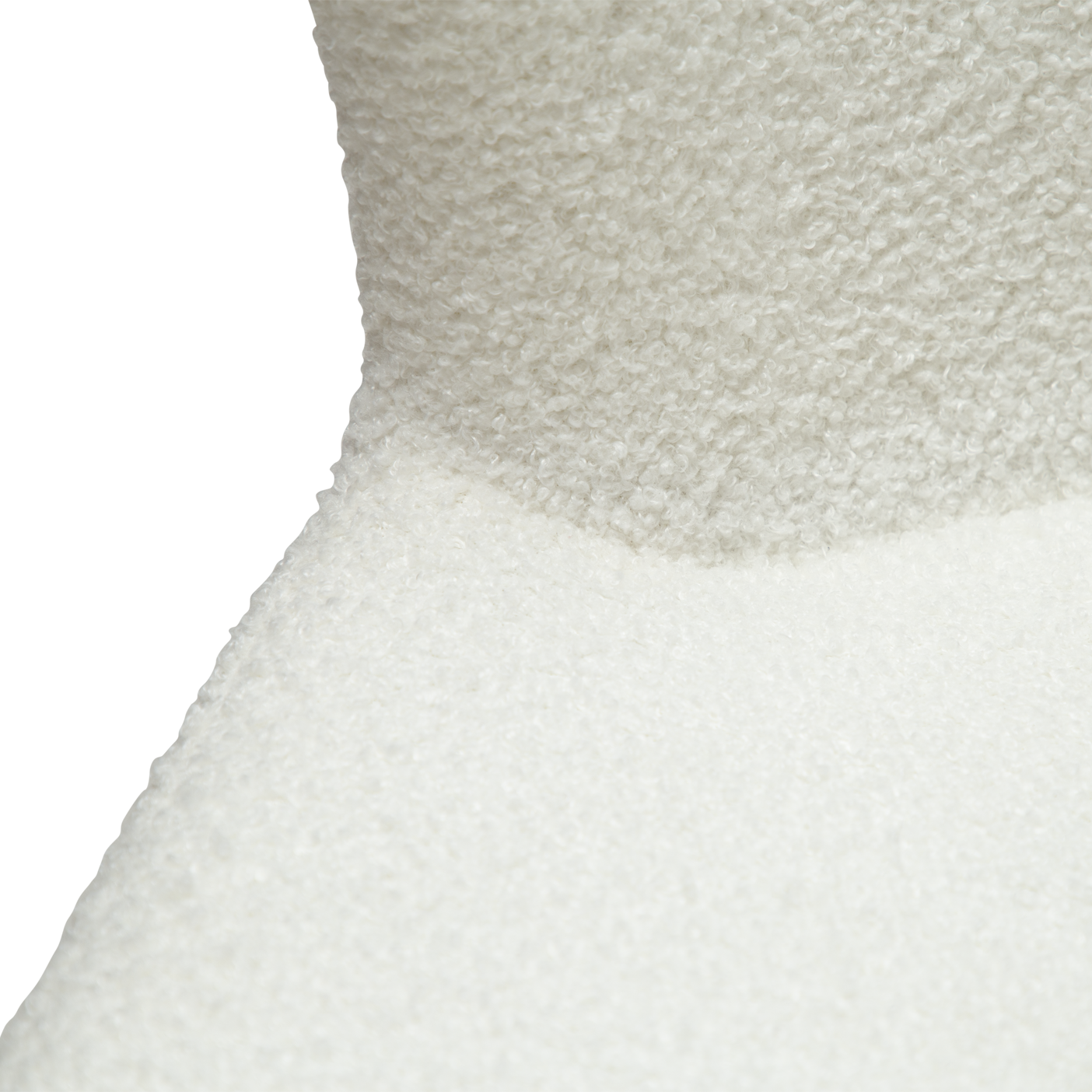 [var:Bezug=Schnee RPES Bouclé-Stoff mit schwarzen Beinen] GLAM Stuhl