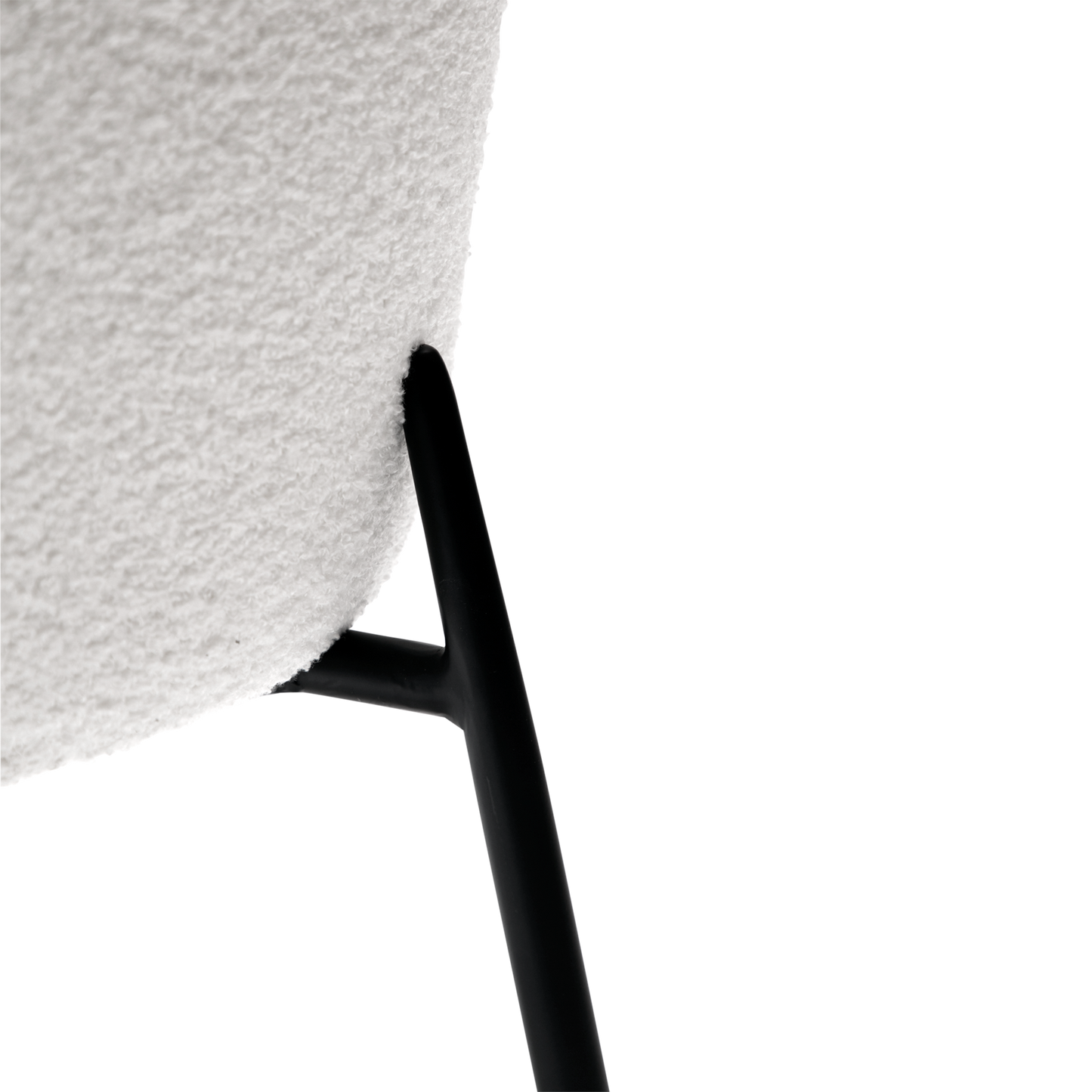 [var:Bezug=Schnee RPES Bouclé-Stoff mit schwarzen Beinen] GLAM Stuhl