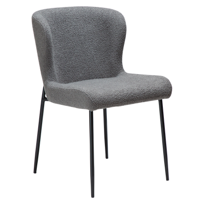 [var:Bezug=Stone RPES Bouclé-Stoff mit schwarzen Beinen] GLAM Stuhl