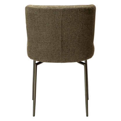 [var:Bezug=Dunkelolivfarbener Bouclé-Stoff mit antiken Zinn-Schwenkbeinen] GLAM Drehstuhl