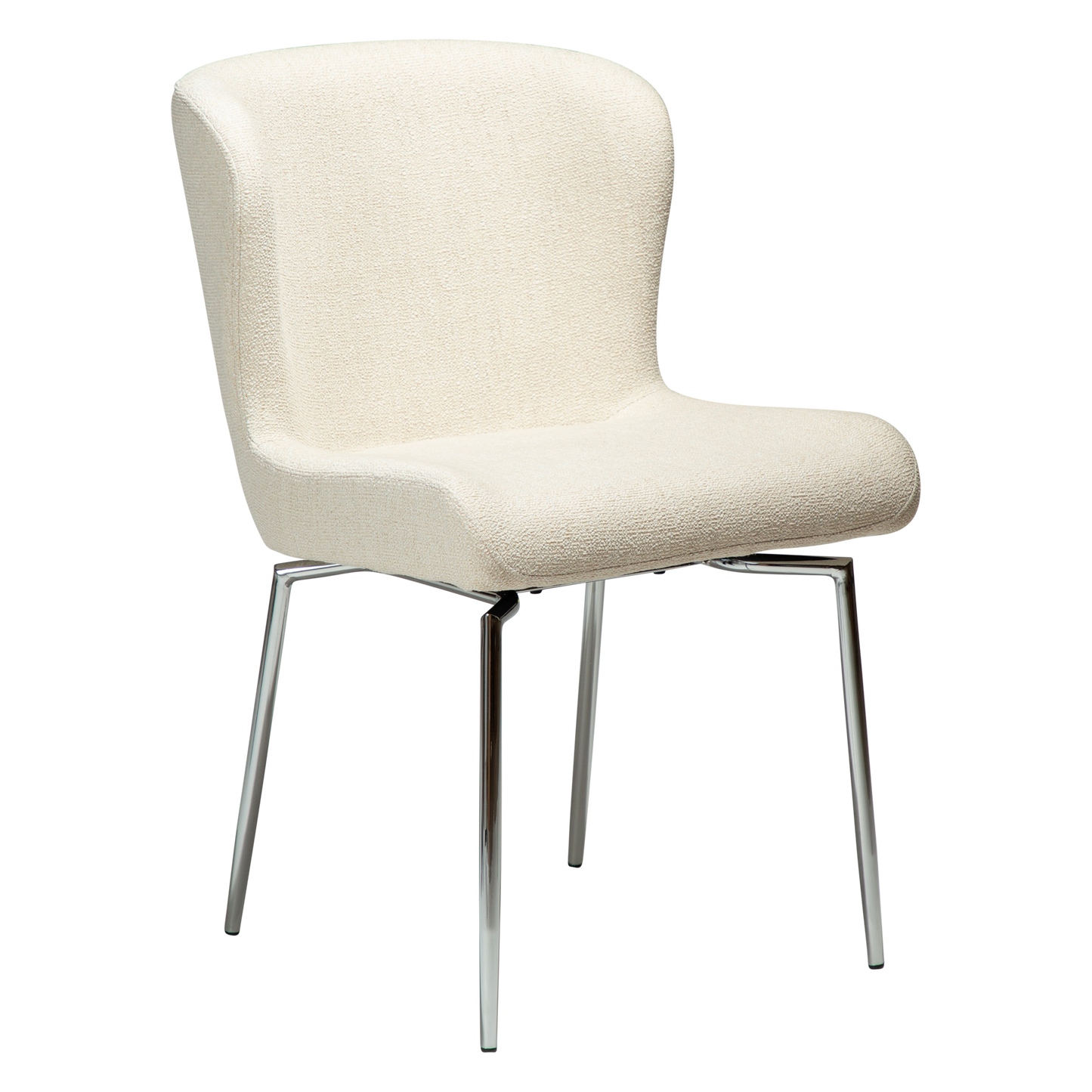 [var:Bezug=GLAM-Stuhl, einfaches beige Bouclé-Gewebe mit verchromten Schwenkbeinen] GLAM Drehstuhl