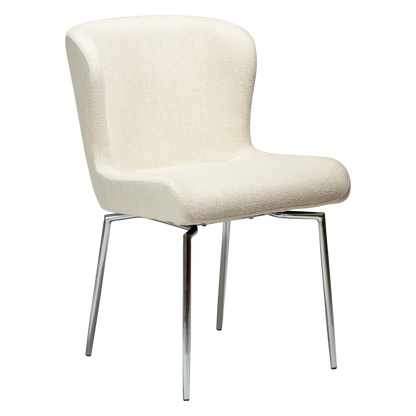 [var:Bezug=GLAM-Stuhl, einfaches beige Bouclé-Gewebe mit verchromten Schwenkbeinen] GLAM Drehstuhl