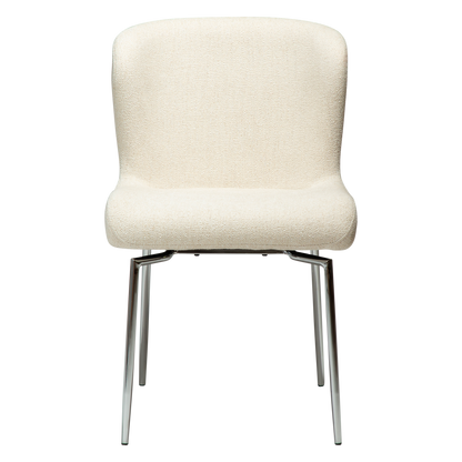 [var:Bezug=GLAM-Stuhl, einfaches beige Bouclé-Gewebe mit verchromten Schwenkbeinen] GLAM Drehstuhl