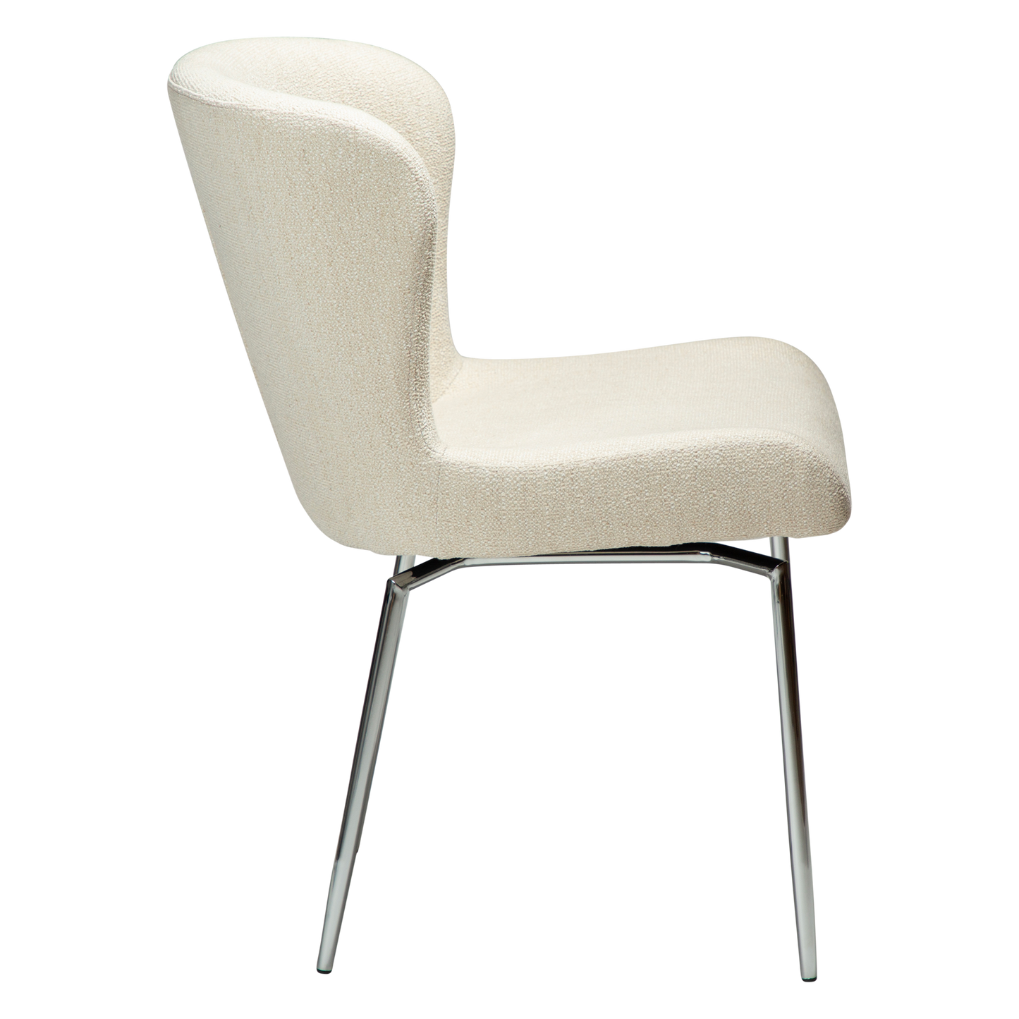 [var:Bezug=GLAM-Stuhl, einfaches beige Bouclé-Gewebe mit verchromten Schwenkbeinen] GLAM Drehstuhl