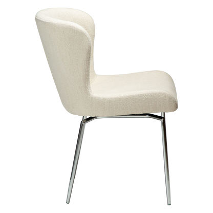 [var:Bezug=GLAM-Stuhl, einfaches beige Bouclé-Gewebe mit verchromten Schwenkbeinen] GLAM Drehstuhl