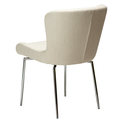 [var:Bezug=GLAM-Stuhl, einfaches beige Bouclé-Gewebe mit verchromten Schwenkbeinen] GLAM Drehstuhl