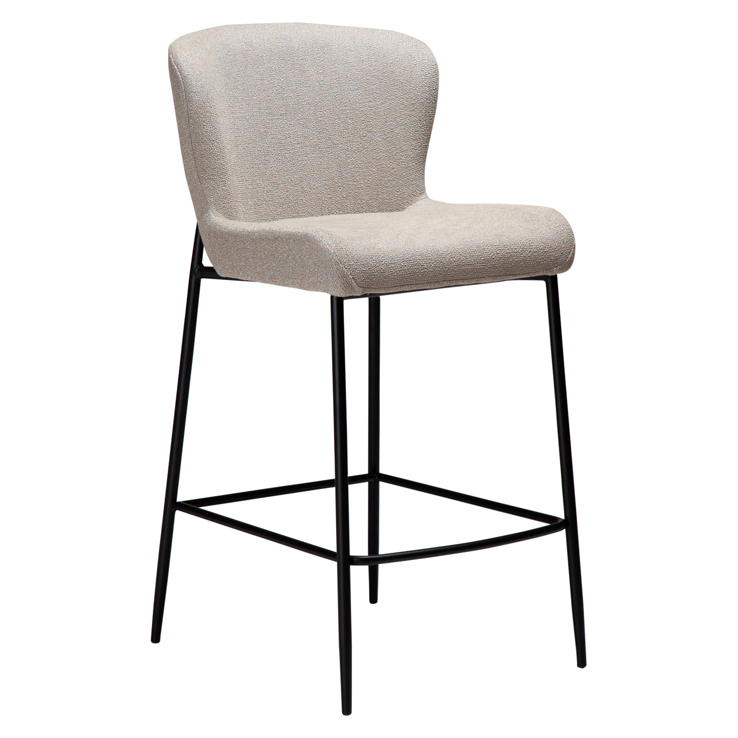 [var:Bezug=Kaschmir Bouclé-Gewebe mit schwarzen Beinen] GLAM Thekenhocker