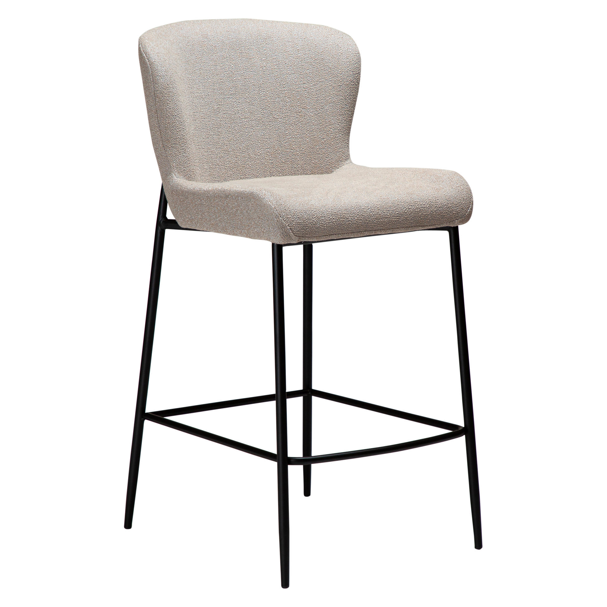 [var:Bezug=Kaschmir Bouclé-Gewebe mit schwarzen Beinen] GLAM Thekenhocker