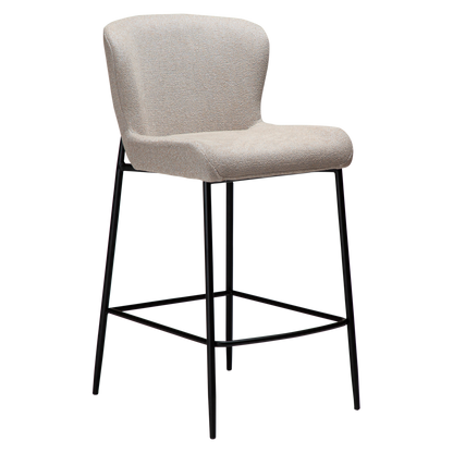 [var:Bezug=Kaschmir Bouclé-Gewebe mit schwarzen Beinen] GLAM Thekenhocker