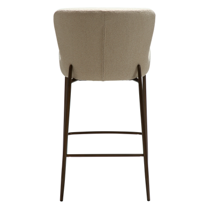 [var:Bezug=Frosted Almond Bouclé-Gewebe mit Schimmer & antiken Messingbeinen] GLAM Thekenhocker