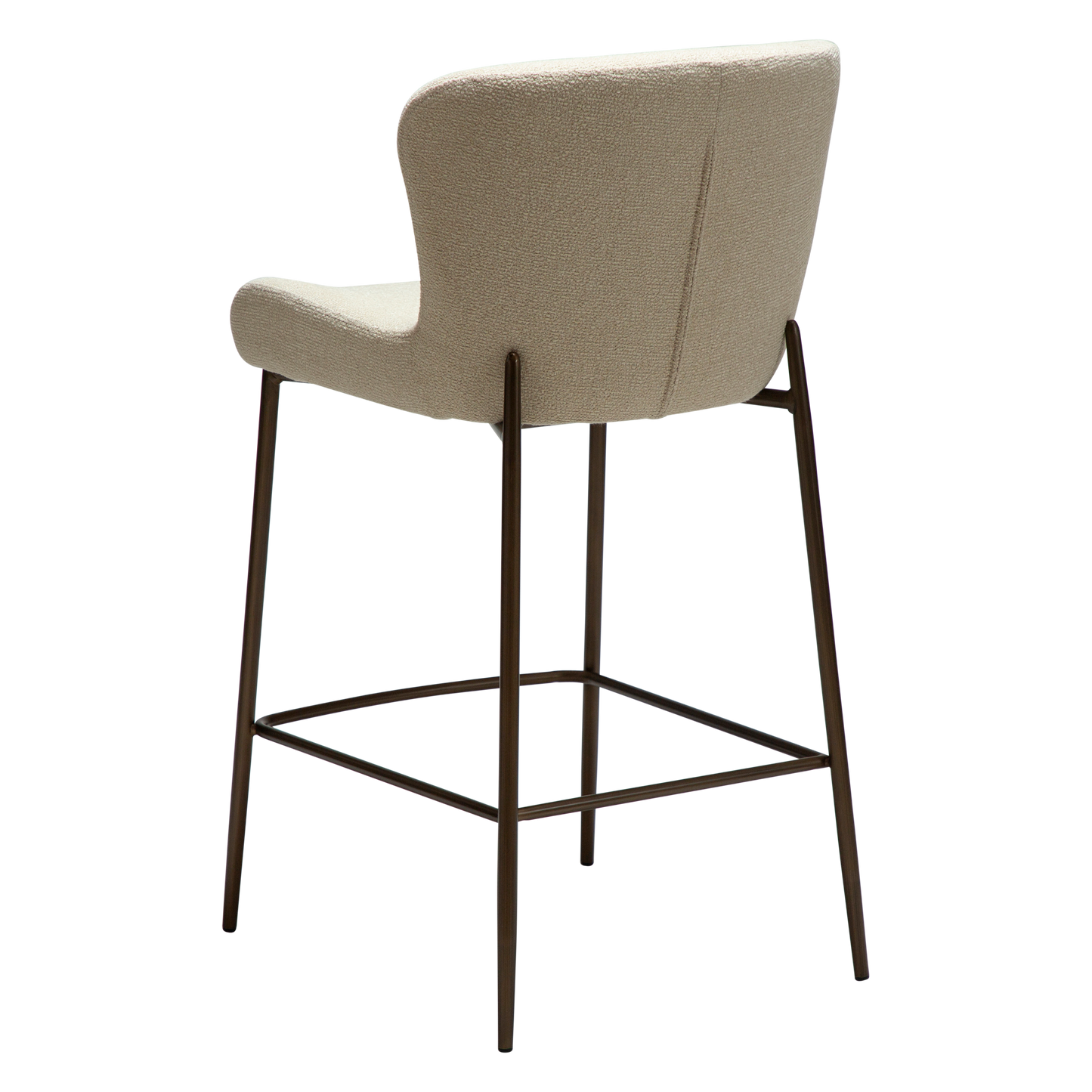 [var:Bezug=Frosted Almond Bouclé-Gewebe mit Schimmer & antiken Messingbeinen] GLAM Thekenhocker