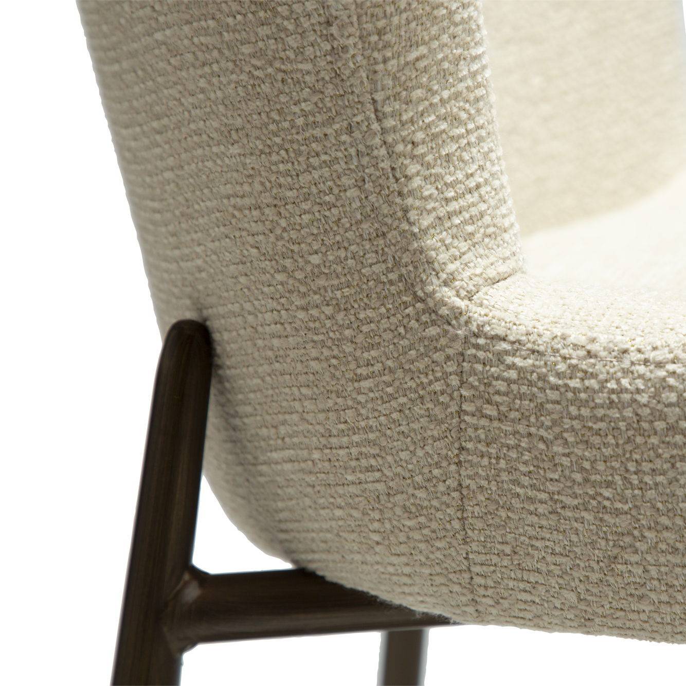 [var:Bezug=Frosted Almond Bouclé-Gewebe mit Schimmer & antiken Messingbeinen] GLAM Thekenhocker