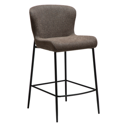 [var:Bezug=Hauptsächlich braunes Bouclé-Gewebe mit schwarzen Metallbeinen] GLAM Thekenhocker
