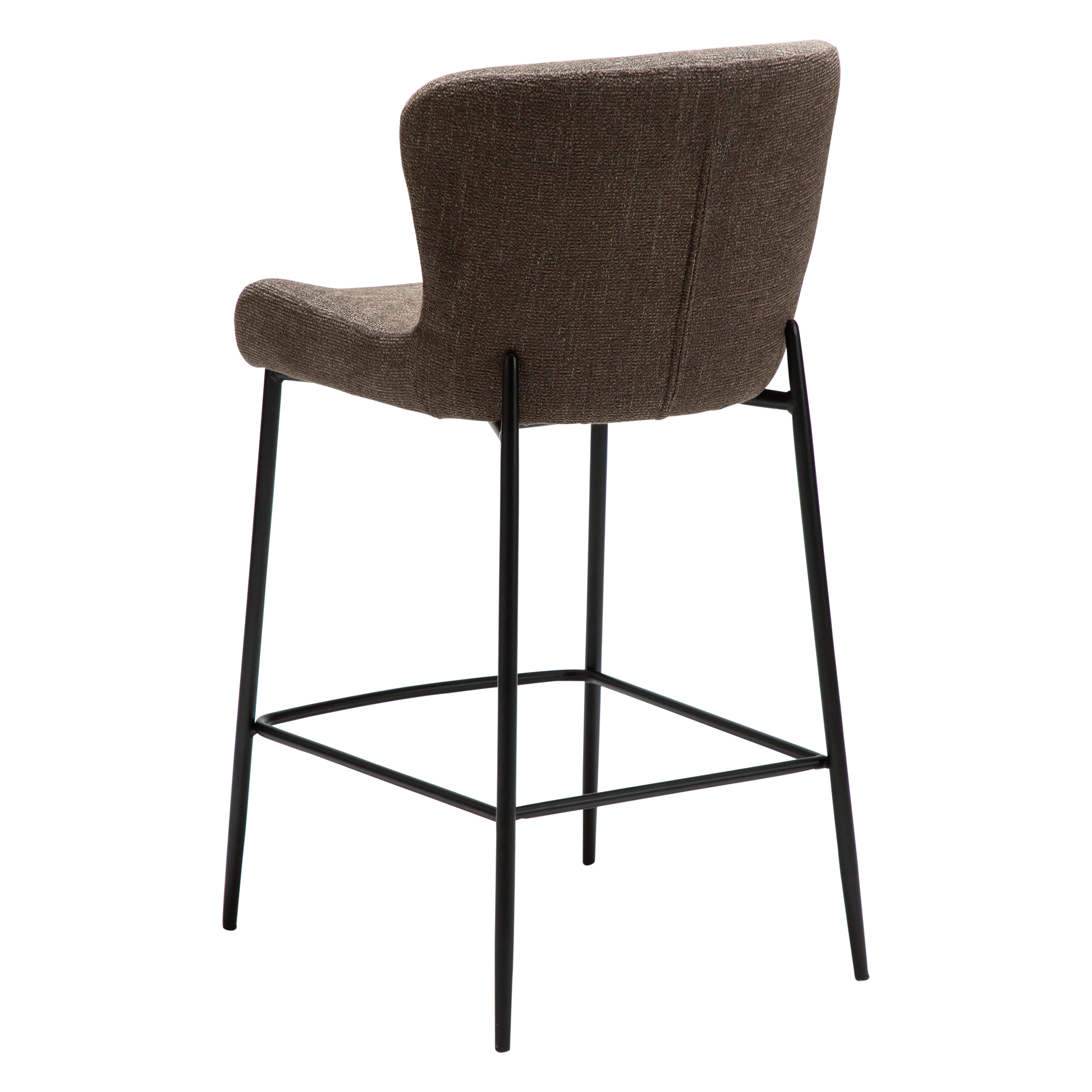 [var:Bezug=Hauptsächlich braunes Bouclé-Gewebe mit schwarzen Metallbeinen] GLAM Thekenhocker