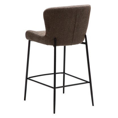 [var:Bezug=Hauptsächlich braunes Bouclé-Gewebe mit schwarzen Metallbeinen] GLAM Thekenhocker