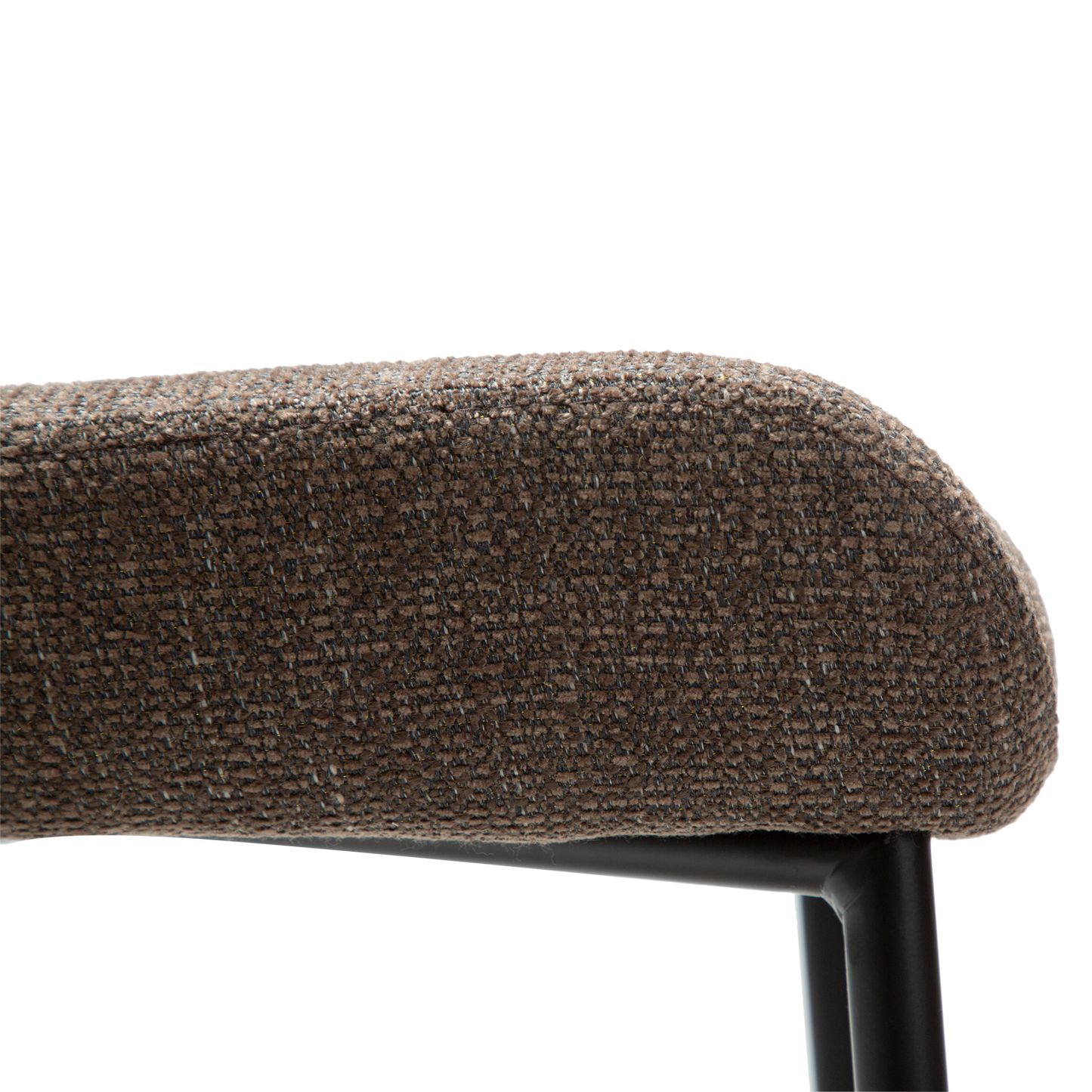 [var:Bezug=Hauptsächlich braunes Bouclé-Gewebe mit schwarzen Metallbeinen] GLAM Thekenhocker