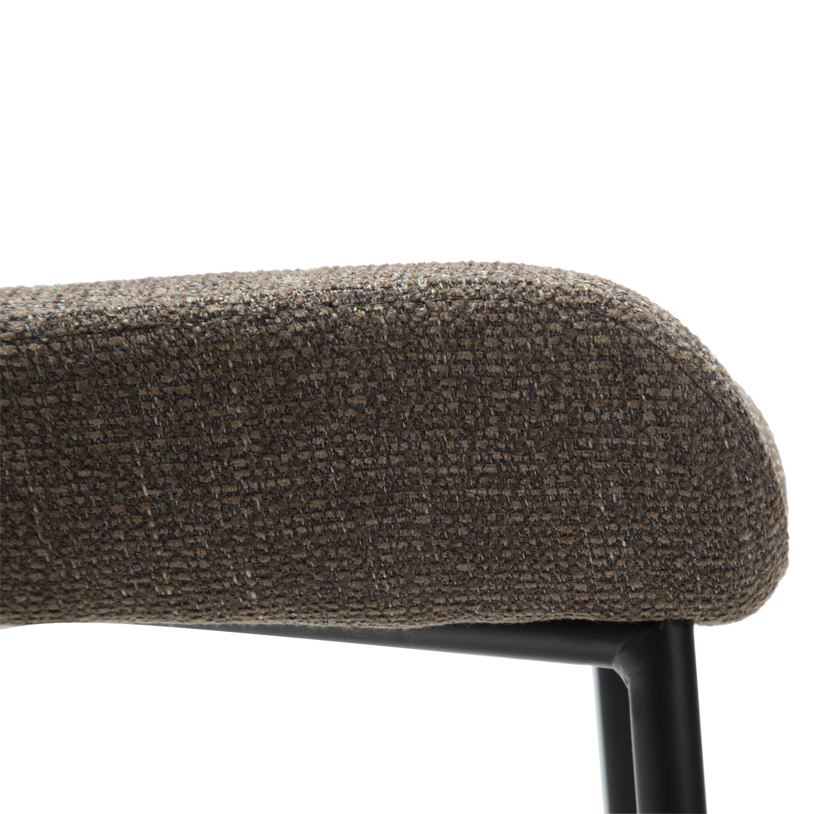 [var:Bezug=Hauptsächlich braunes Bouclé-Gewebe mit schwarzen Metallbeinen] GLAM Thekenhocker