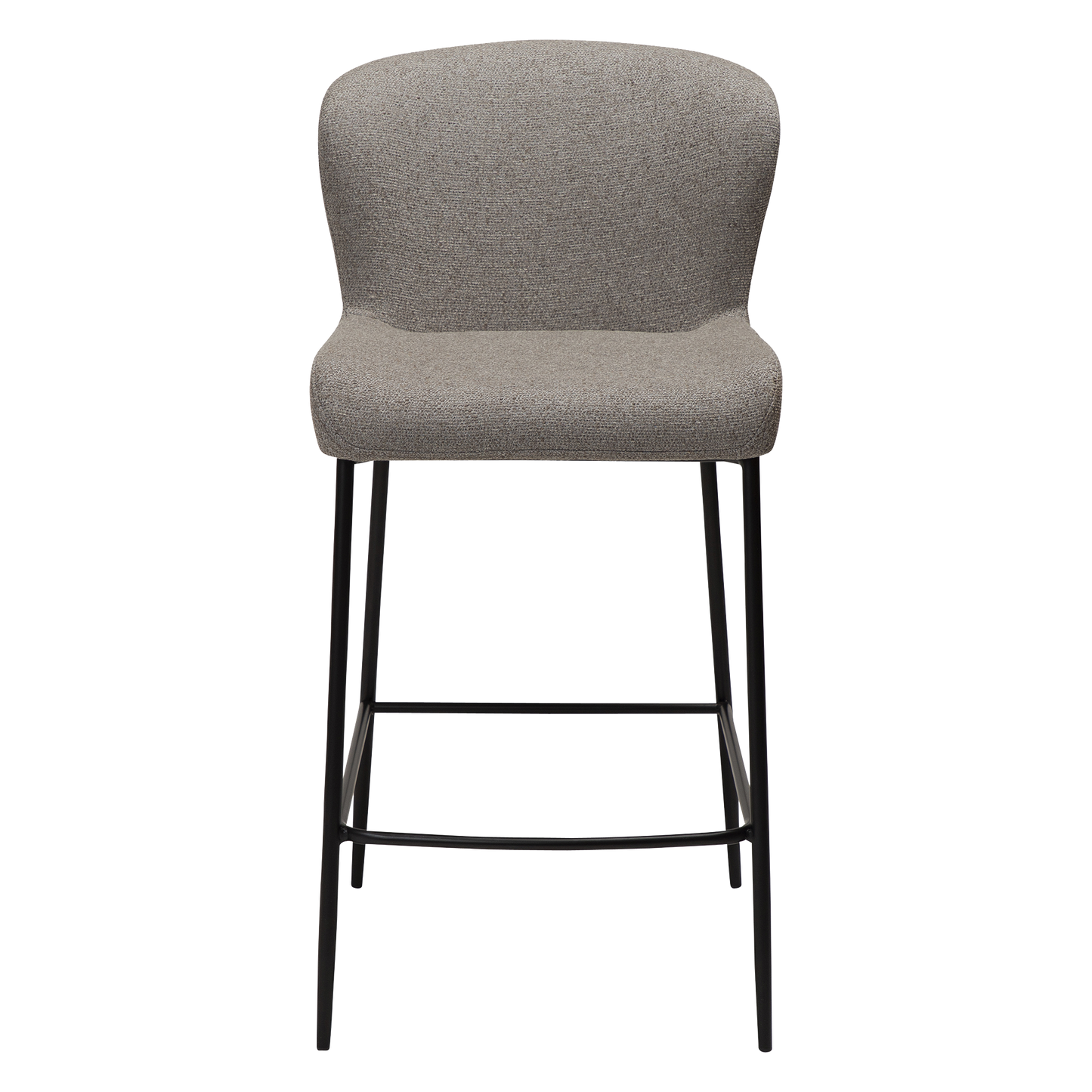 [var:Bezug=Kieselfarbener Bouclé-Stoff mit schwarzen Beinen] GLAM Thekenhocker