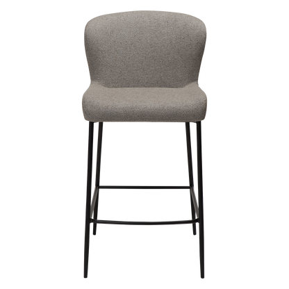 [var:Bezug=Kieselfarbener Bouclé-Stoff mit schwarzen Beinen] GLAM Thekenhocker