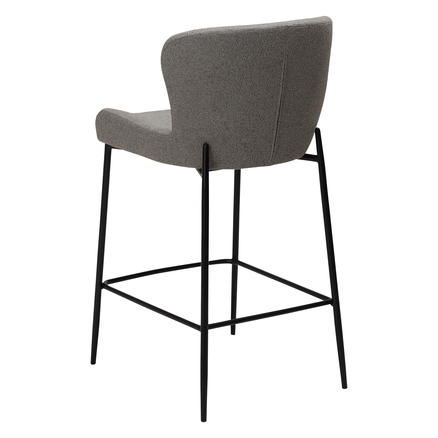 [var:Bezug=Kieselfarbener Bouclé-Stoff mit schwarzen Beinen] GLAM Thekenhocker