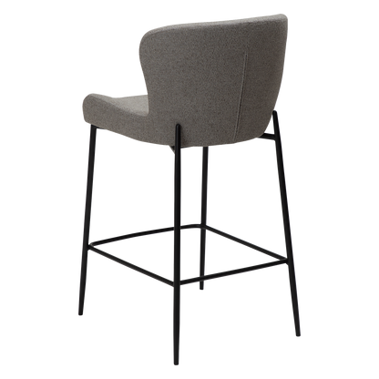 [var:Bezug=Kieselfarbener Bouclé-Stoff mit schwarzen Beinen] GLAM Thekenhocker