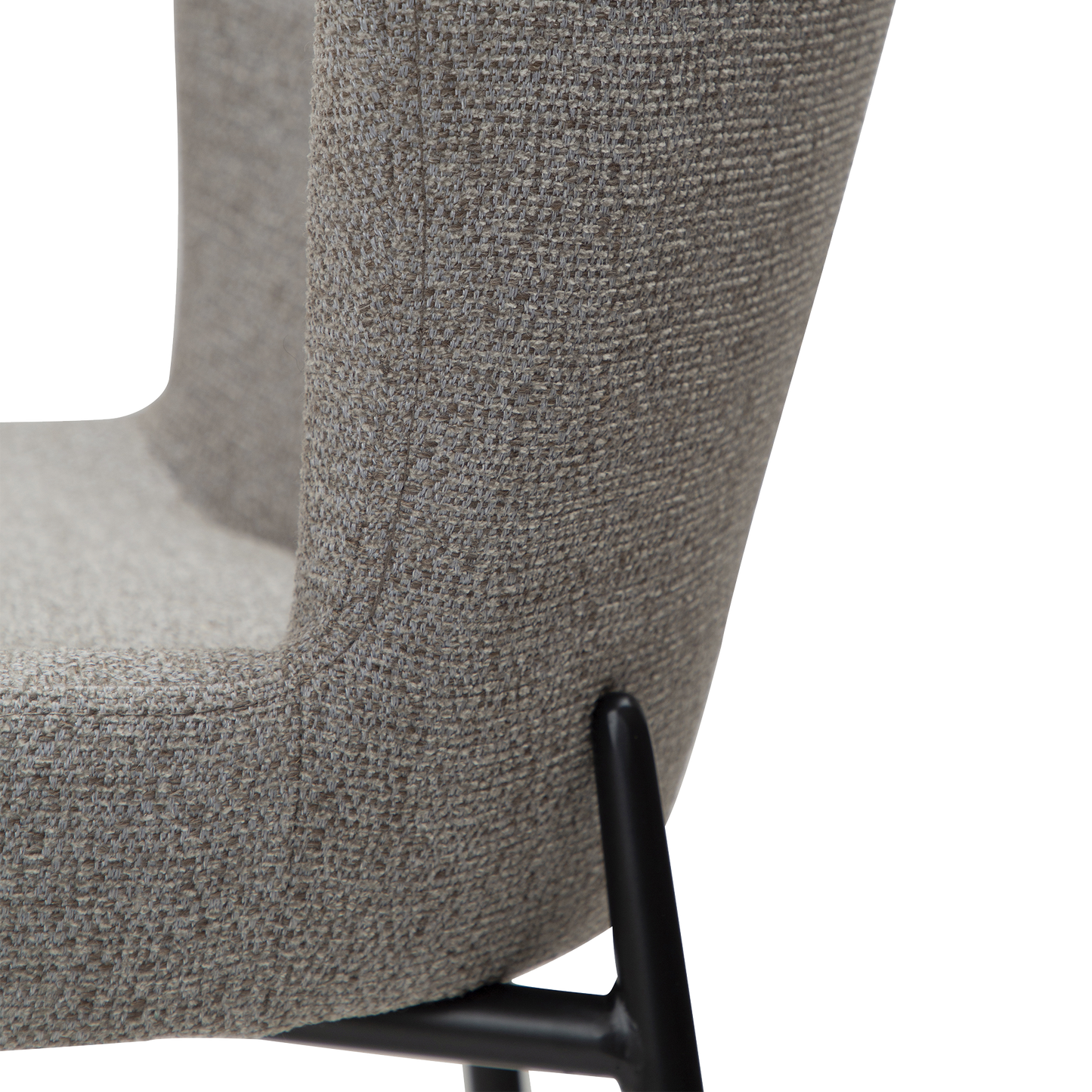 [var:Bezug=Kieselfarbener Bouclé-Stoff mit schwarzen Beinen] GLAM Thekenhocker