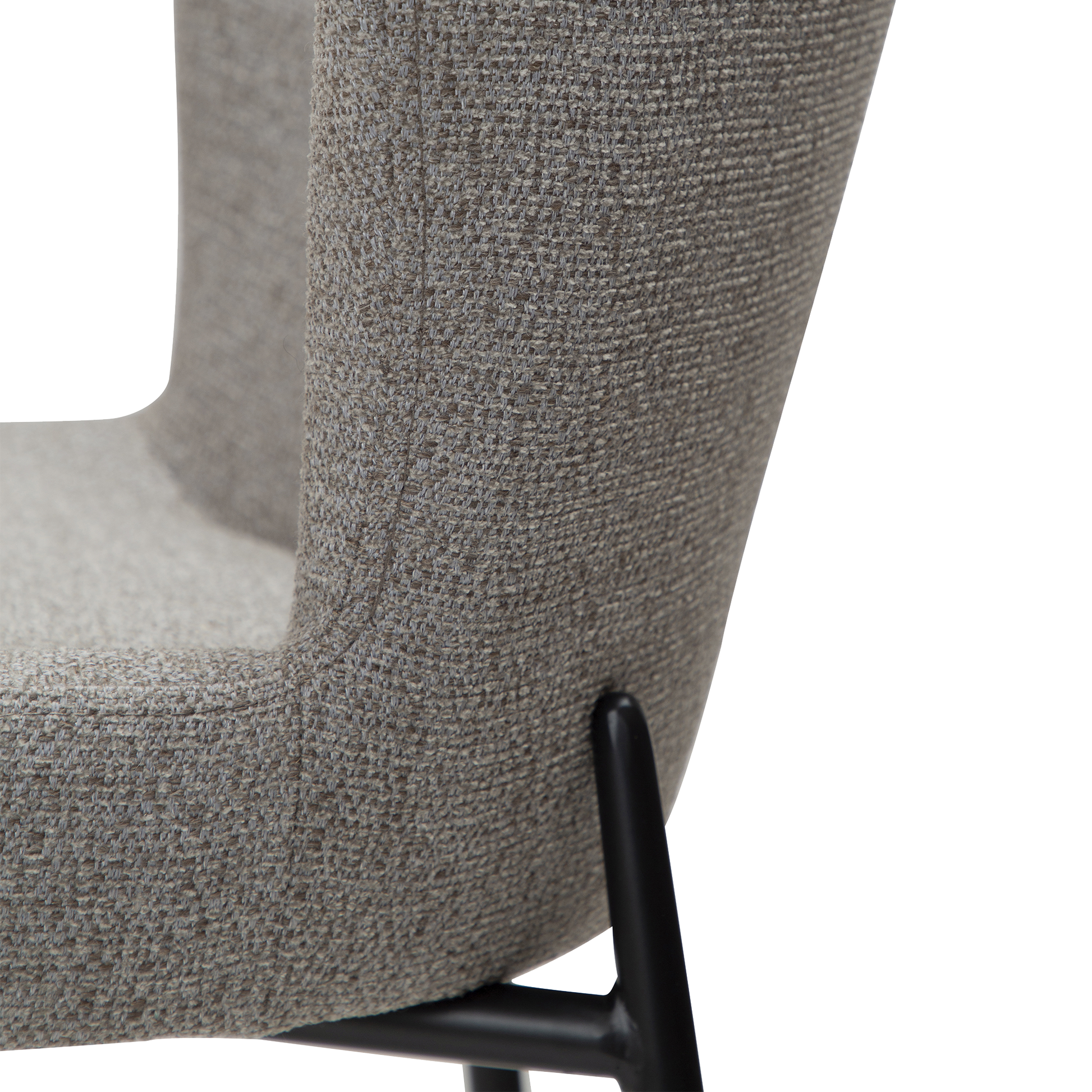 [var:Bezug=Kieselfarbener Bouclé-Stoff mit schwarzen Beinen] GLAM Thekenhocker