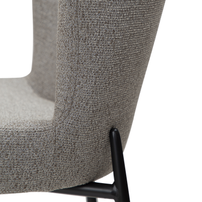 [var:Bezug=Kieselfarbener Bouclé-Stoff mit schwarzen Beinen] GLAM Thekenhocker