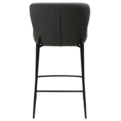 [var:Bezug=Kieselgrauer Bouclé-Stoff mit schwarzen Beinen] GLAM Thekenhocker