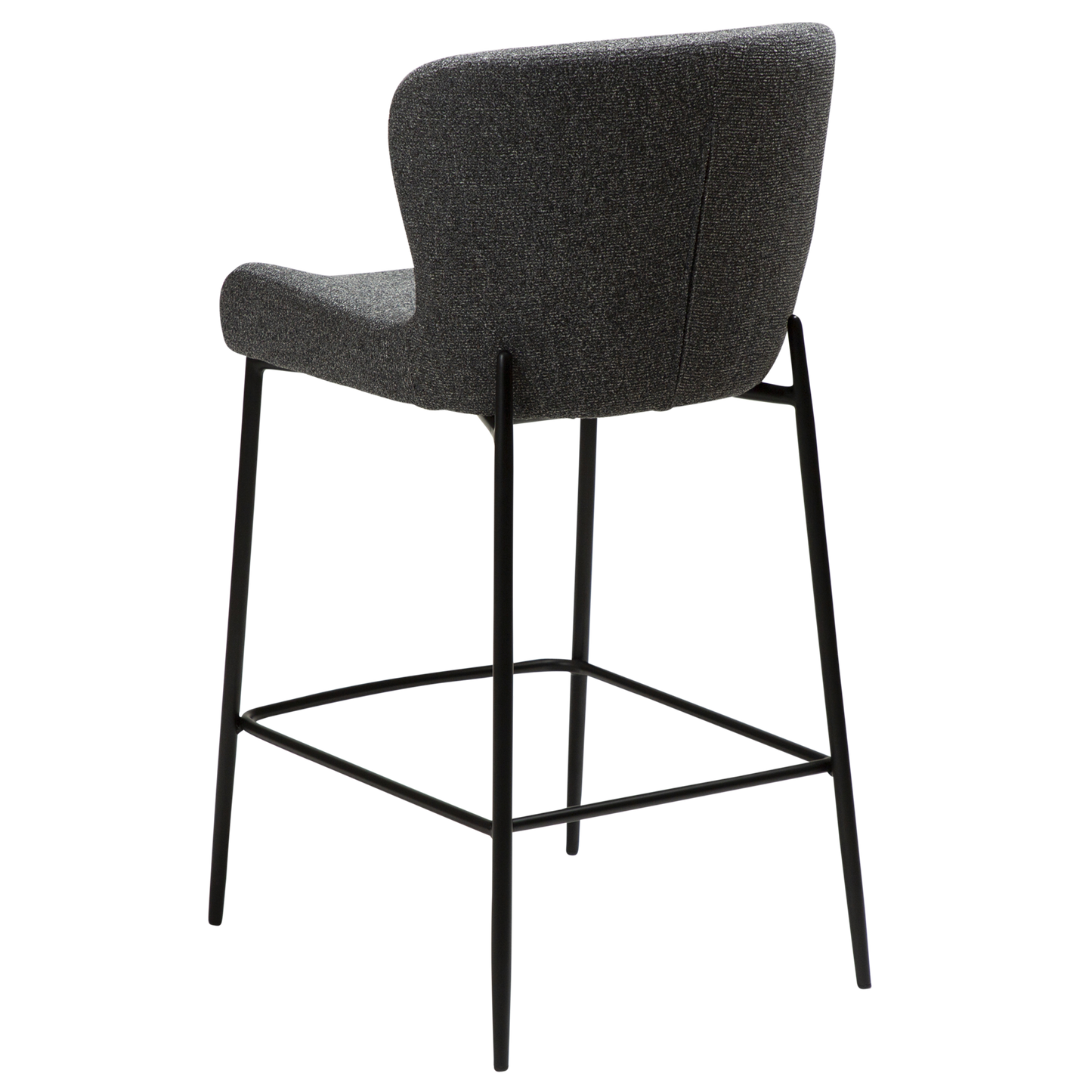 [var:Bezug=Kieselgrauer Bouclé-Stoff mit schwarzen Beinen] GLAM Thekenhocker