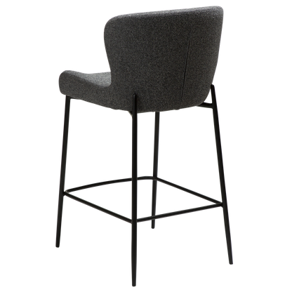 [var:Bezug=Kieselgrauer Bouclé-Stoff mit schwarzen Beinen] GLAM Thekenhocker