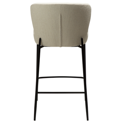 [var:Bezug=Einfach beiger Bouclé-Stoff mit schwarzen Beinen] GLAM Thekenhocker