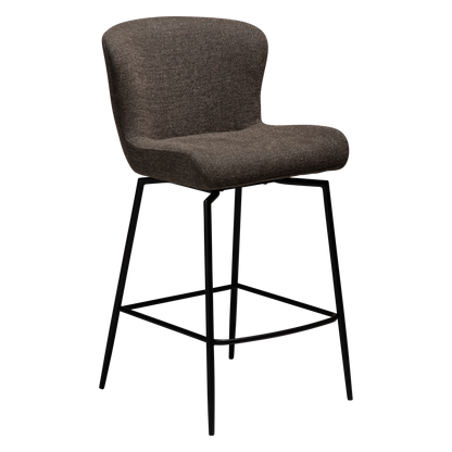 [var:Bezug=Hauptbrauner Bouclé-Stoff mit schwarzen Schwenkbeinen] GLAM Dreh-Thekenhocker