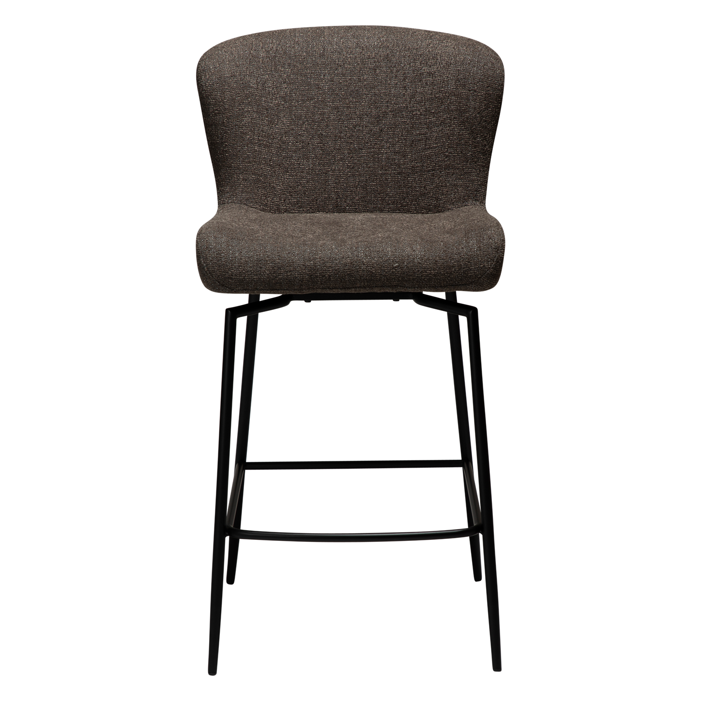 [var:Bezug=Hauptbrauner Bouclé-Stoff mit schwarzen Schwenkbeinen] GLAM Dreh-Thekenhocker