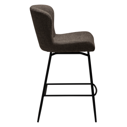 [var:Bezug=Hauptbrauner Bouclé-Stoff mit schwarzen Schwenkbeinen] GLAM Dreh-Thekenhocker