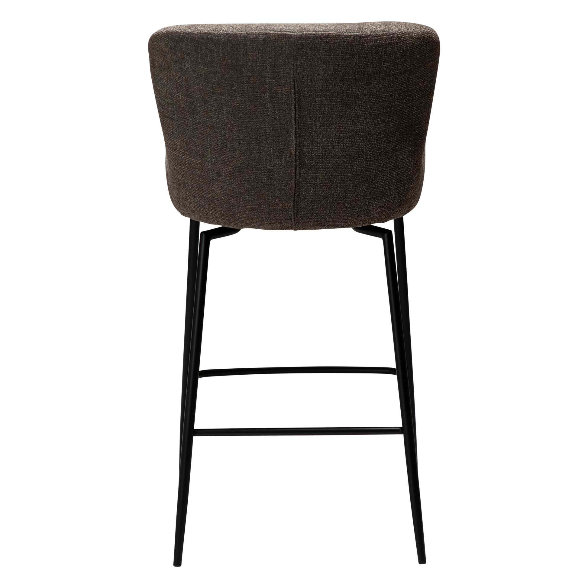 [var:Bezug=Hauptbrauner Bouclé-Stoff mit schwarzen Schwenkbeinen] GLAM Dreh-Thekenhocker