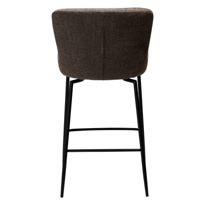 [var:Bezug=Hauptbrauner Bouclé-Stoff mit schwarzen Schwenkbeinen] GLAM Dreh-Thekenhocker