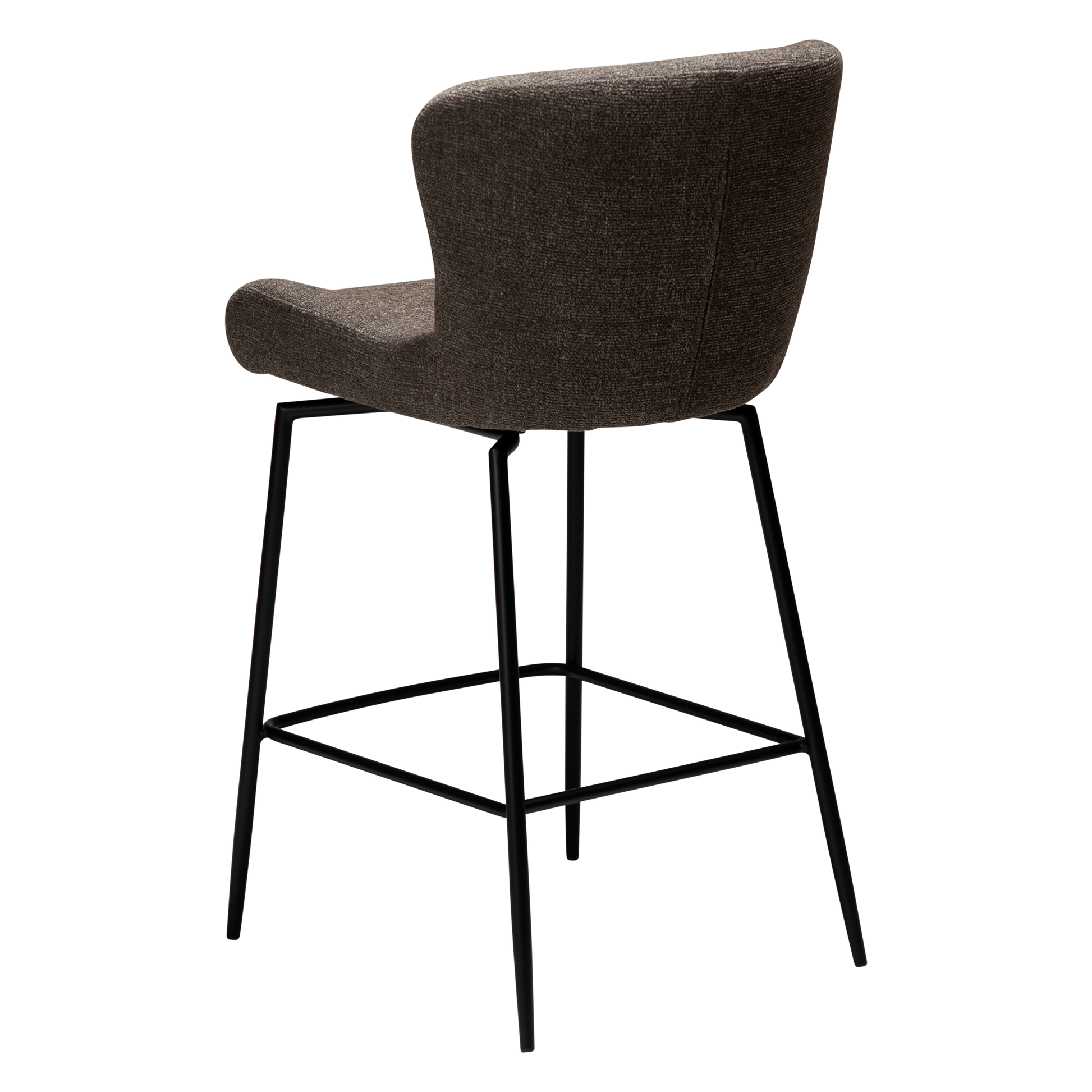 [var:Bezug=Hauptbrauner Bouclé-Stoff mit schwarzen Schwenkbeinen] GLAM Dreh-Thekenhocker