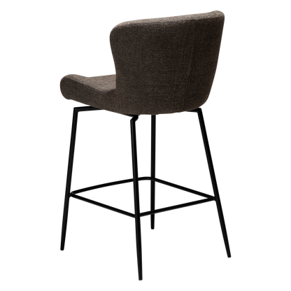 [var:Bezug=Hauptbrauner Bouclé-Stoff mit schwarzen Schwenkbeinen] GLAM Dreh-Thekenhocker