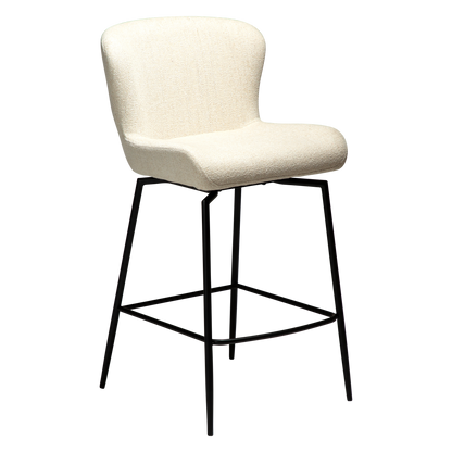 [var:Bezug=Einfacher beiger Bouclé-Stoff mit schwarzen Schwenkbeinen] GLAM Dreh-Thekenhocker