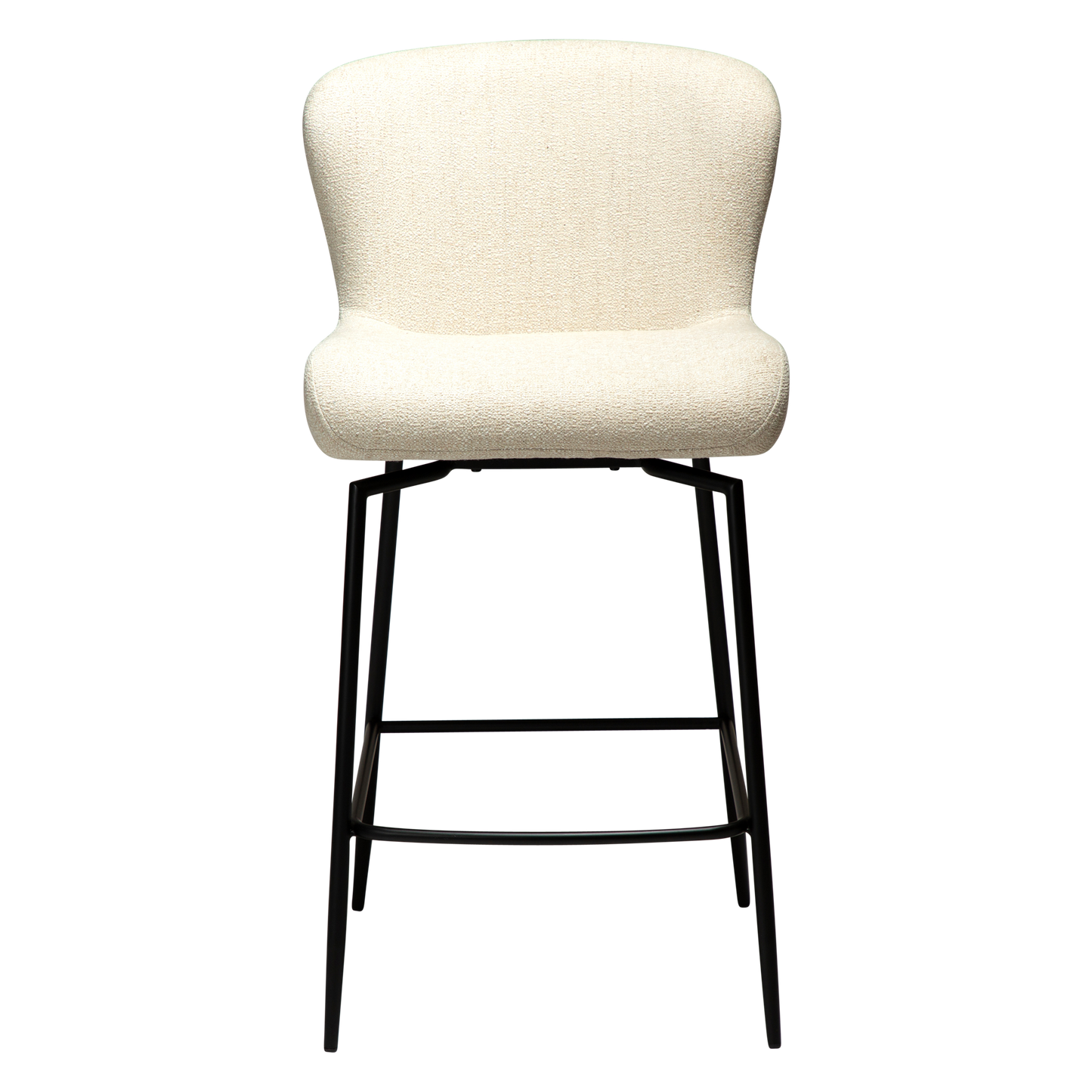 [var:Bezug=Einfacher beiger Bouclé-Stoff mit schwarzen Schwenkbeinen] GLAM Dreh-Thekenhocker