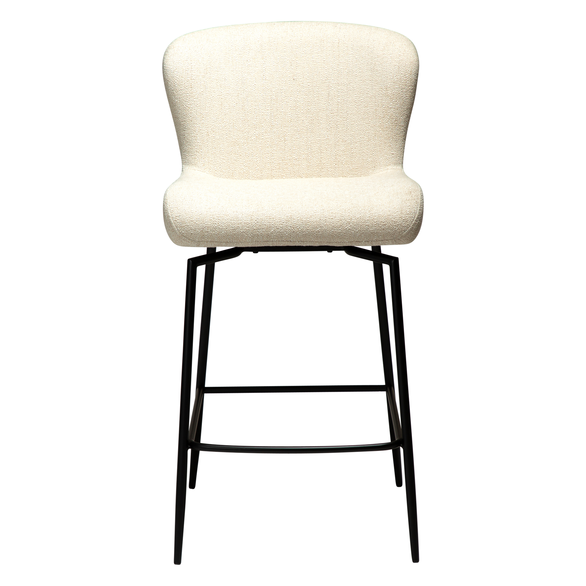 [var:Bezug=Einfacher beiger Bouclé-Stoff mit schwarzen Schwenkbeinen] GLAM Dreh-Thekenhocker