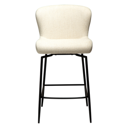 [var:Bezug=Einfacher beiger Bouclé-Stoff mit schwarzen Schwenkbeinen] GLAM Dreh-Thekenhocker