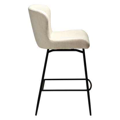 [var:Bezug=Einfacher beiger Bouclé-Stoff mit schwarzen Schwenkbeinen] GLAM Dreh-Thekenhocker